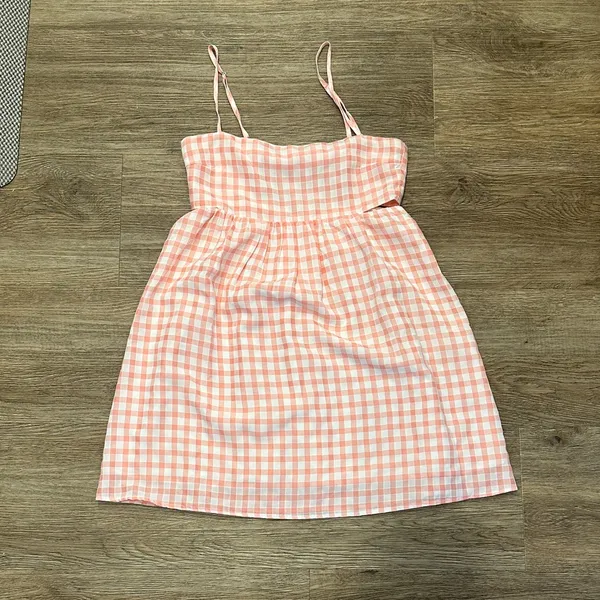 Pink Lily Peach Gingham Mini Dress - Image 3