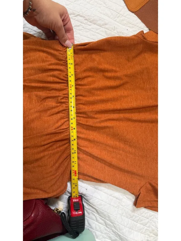Size M Rust Maxi Dress with Stretch Waist & Statement Belt - Image 5