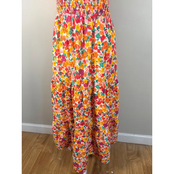 BTFBM‎ One Shoulder Maxi Dress Womens Medium Multicolor Excellent Floral Smocked - Image 8