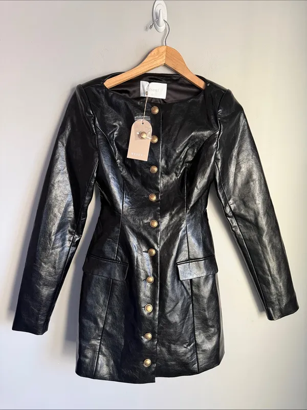 NEW MESHKI Nancy Faux Leather Mini Dress - Image 2