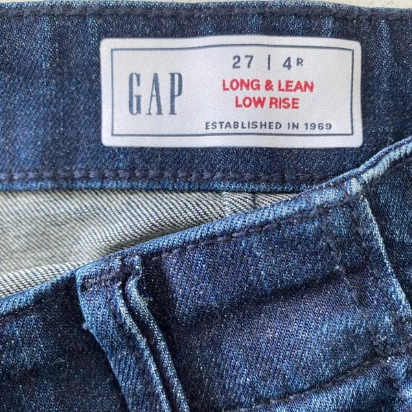 Gap Long & Lean Jeans Womens 27 4R Dark Rinse Low Rise Flare Bootcut 844088 - Image 4