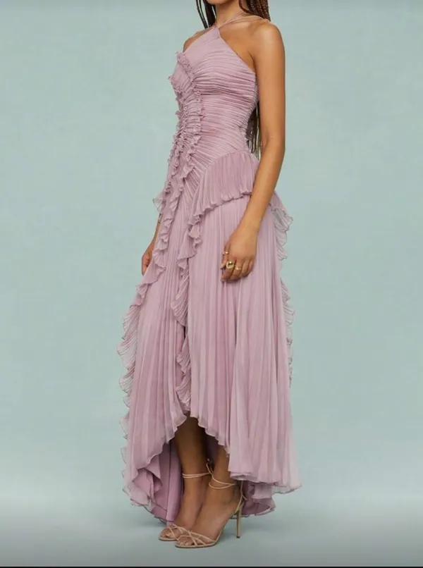 Dusty Pink Ruffle Dress - Image 4
