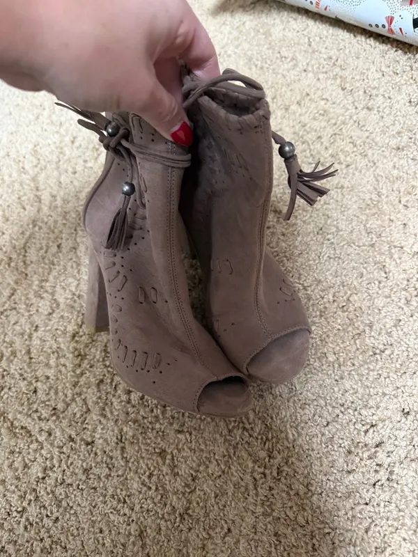 Bamboo tan open toe bootie - Image 2