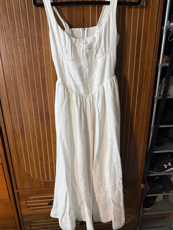 Reformation Balia Linen Dress White 4 - Image 4