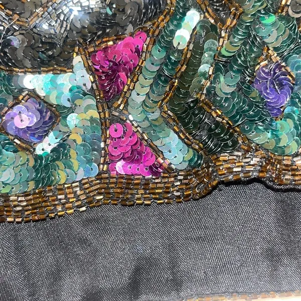 Vintage Art Deco 100% Silk Sequin & Beaded Top M - Image 15