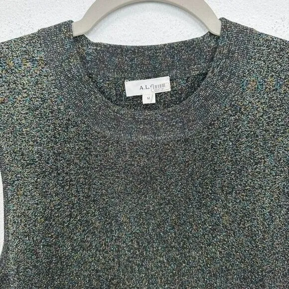 ALC Frank Mariam Metallic Mockneck Cropped Tank Top Size Medium Party Going Out - Image 3