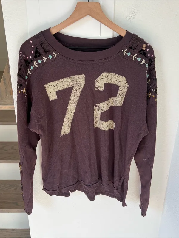 Free People We The Free Lilith Long Sleeve Tee in Chocolate Brown NWT - Image 2