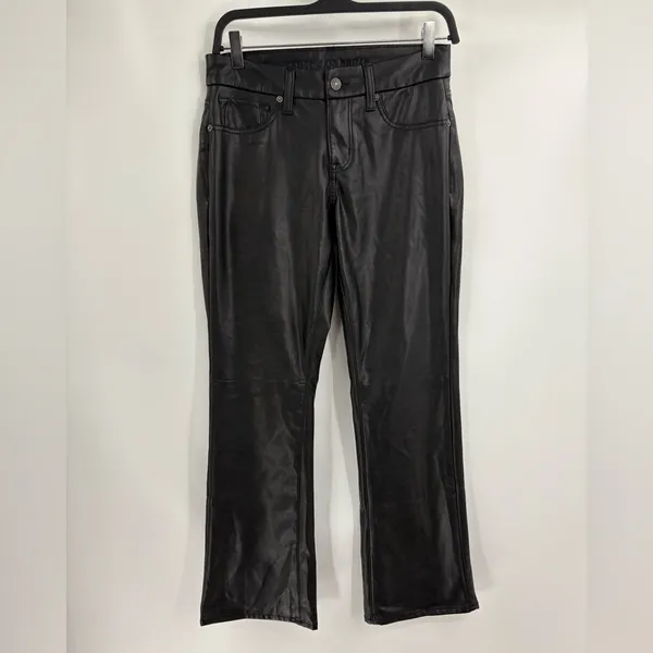 AmericanEagle outfitters black faux leather curvy classic bootcut jeans 28S - Image 3