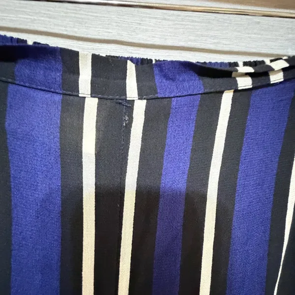 Maeve Anthropologie Navy Blue White Striped Wide Leg Pants High Rise Viscose M - Image 5