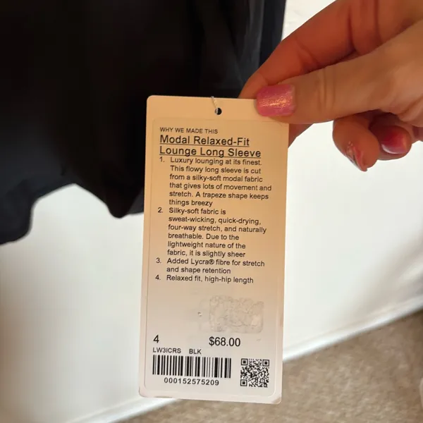 Lululemon Modal Relaxed Fit Lounge Long Sleeve NWT SZ 4 Black - Image 7