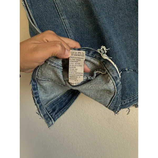 Vintage Nautica Denim Vest Raw Hem Women's Size 12 Biker‎ Collared Pockets 90s - Image 5