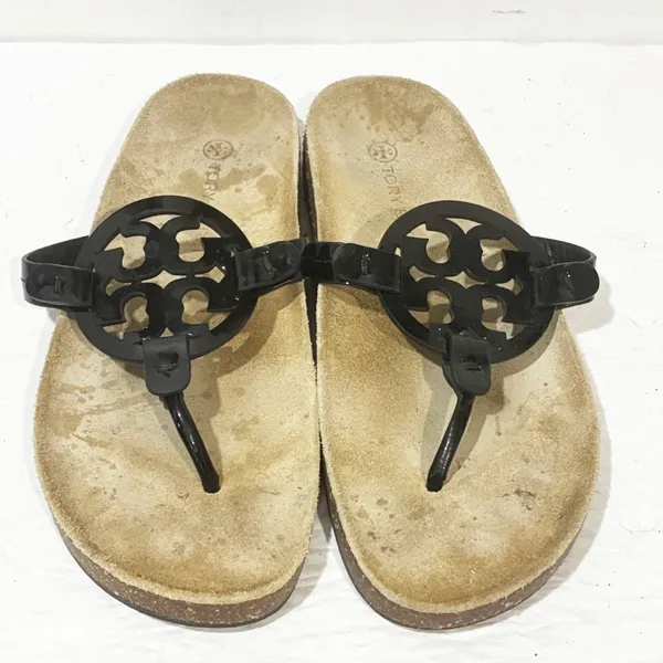 Tory Burch‎ Miller Cloud Patent Cork Black Thong Sandals Size 9 - Image 2