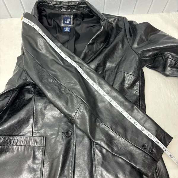 GAP Vintage Y2K 2000 Women’s Black Genuine Leather Jacket Size L‎ - Image 8