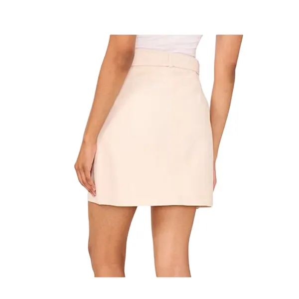 1. STATE Linen Blend Belted Mini Pencil Skirt White Swan Size 4 - Image 6