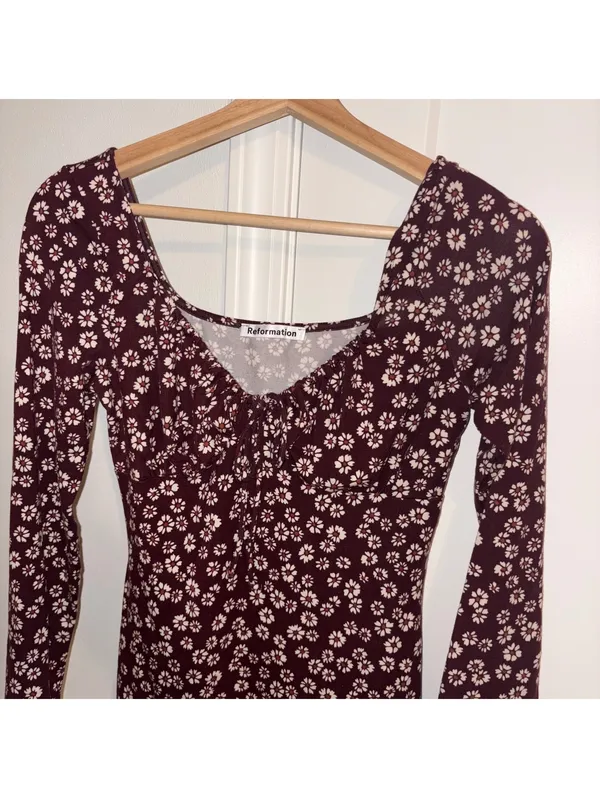 Reformation $128 Angeline Woman’s Small Floral Long Sleeve Mini Dress - Image 4