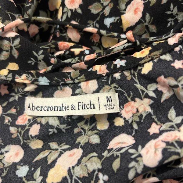 Abercrombie Fitch Black Floral Maxi Dress with Adjustable Tie Back Straps - Image 7