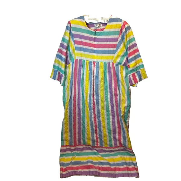 Styled by Saybury Women’s Rainbow Stripe Maxi Dress Pockets Boho Size XL Vintage - Image 8