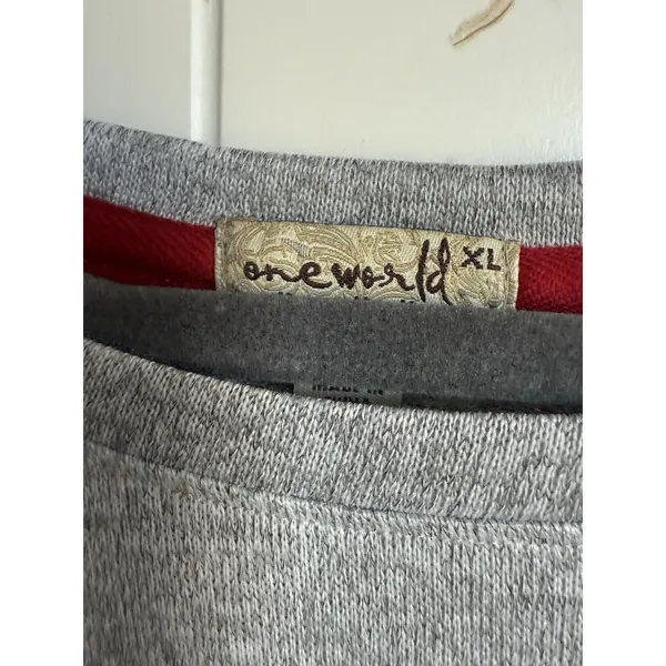 One World Womens Top XL Gray Beaded‎ Bling Candy Canes Bow Holiday Blouse - Image 4