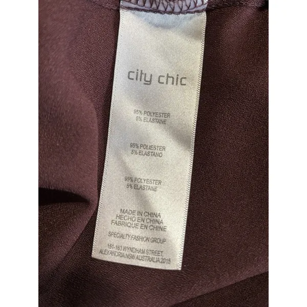 City Chic Burgundy Solid Sleeveless Fit Flare Dress Size XS/14 Back Zip‎ Belt - Image 8