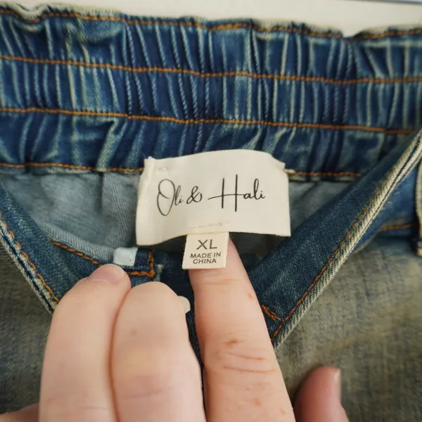 Oli‎ & Hali Yellow Wash Distressed Cargo Jeans XL Fringed Raw Edge Utility Pants - Image 6