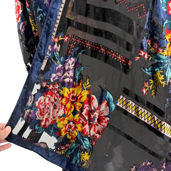 Boho Sheer Floral Kimono Cardigan Open Front Festival‎ Lagenlook OS - Image 4