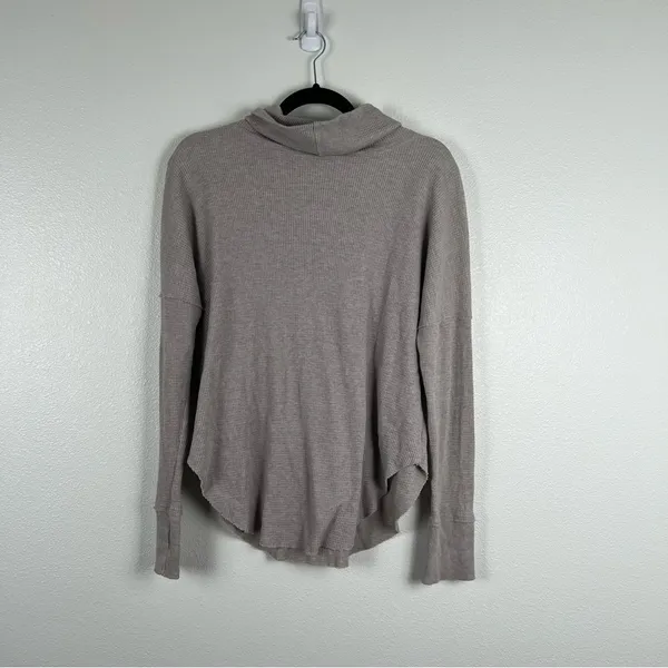 Aritzia TNA‎ Thermal Cowl Neck Tee Gray Sz S - Image 7