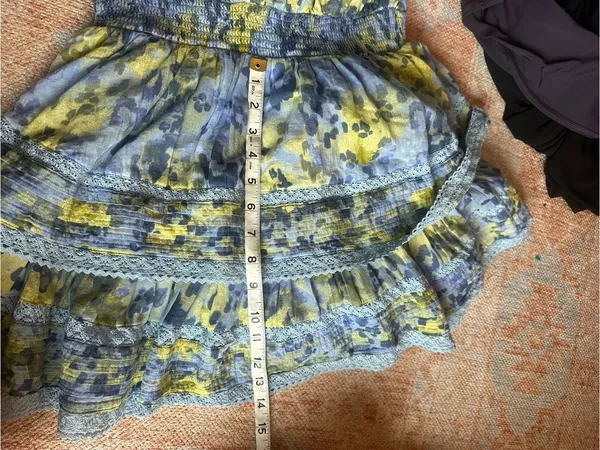 Aerie Rock n Ruffle animal print mini dress blue and green flowy size small - Image 10