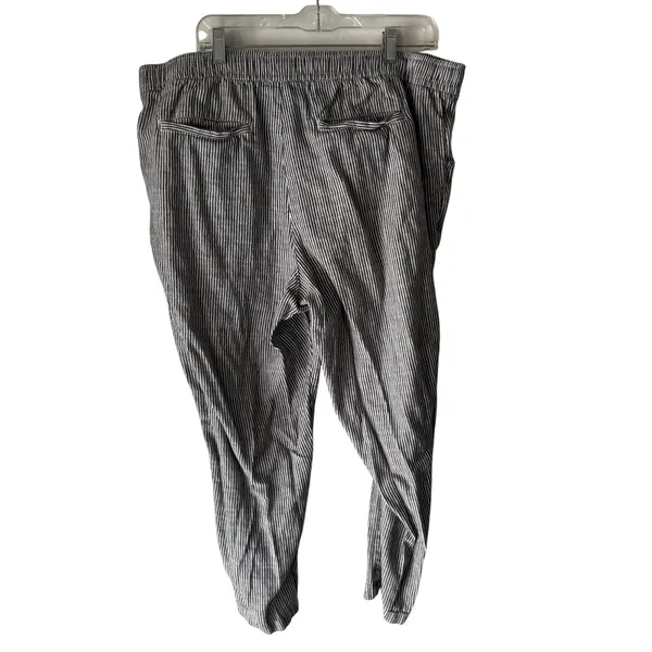 Old Navy Pants XL‎ Linen Blend Drawstring Relaxed Trousers Pockets Stripe - Image 2