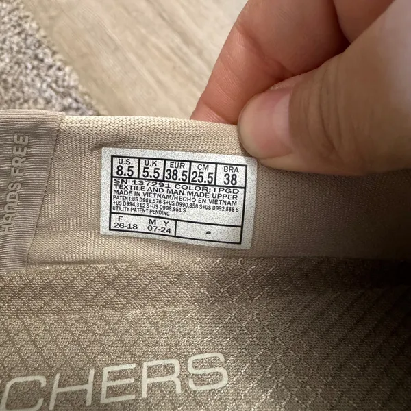 Skechers Slip-ins Womens 8.5 Taupe Gold Hands Free Air Cooled Memory Foam Shoes - Image 4