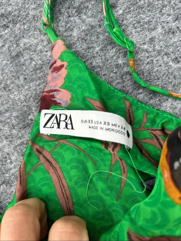 Zara tropical print satin slip dress mini length size XS - Image 2