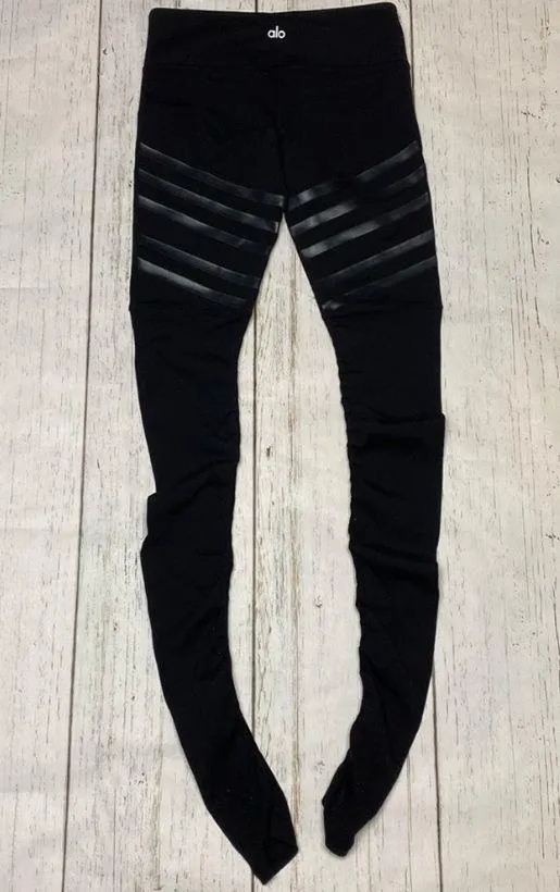 ALO High Waist Goddess Leggings in Black Gloss Stripe Size Small - Image 8