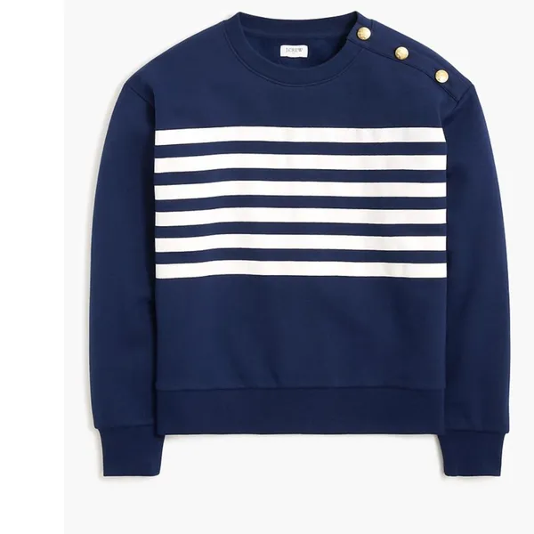NWT J.CREW Striped button-shoulder crewneck pullover - Image 3