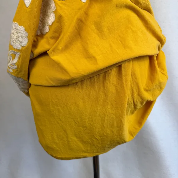 Mustard Yellow Floral Embroidered Sun‎ Dress Medium Bohemian Vacation Resortwear - Image 7