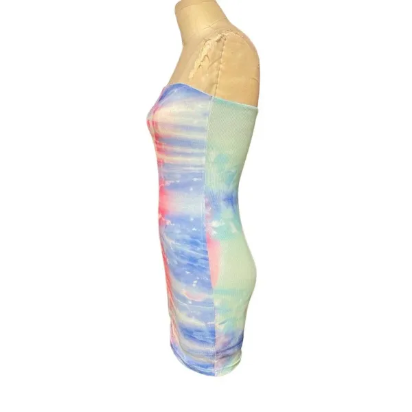 Superdown Morgan‎ Strapless Mini Dress Blue Pink Tie Dye Size XS - Image 6