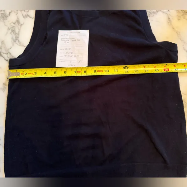 EUC J. Crew Jackie Shell Cotton Sweater Vest Black M holes in right arm seam - Image 6