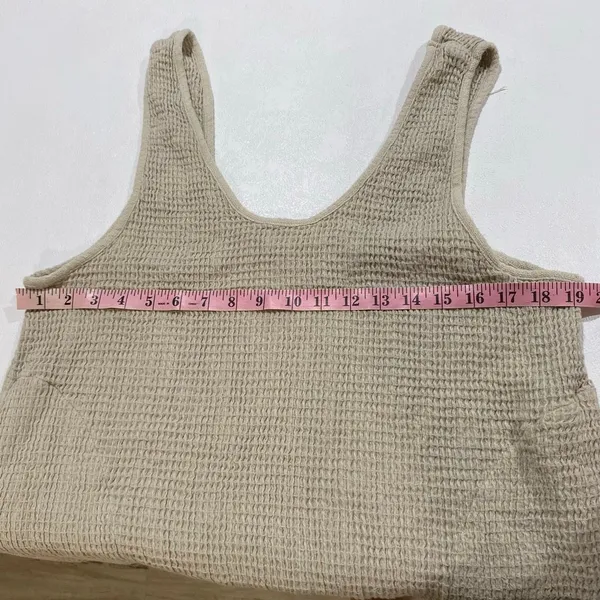 Free People Size S Beige Waffle Knit Midi Dress Oversized Boho Pockets - Image 6