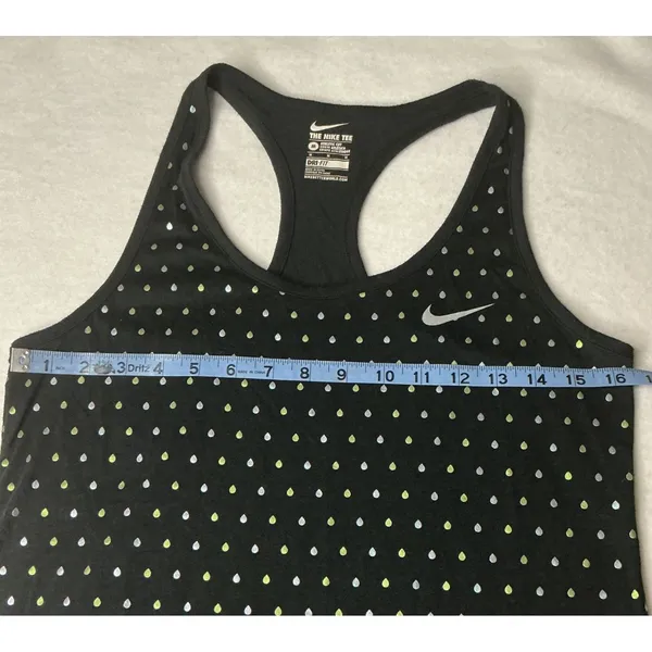 Nike‎ Dri-FIT Athletic Cut Racerback Tank Top Black Polka Dot Raindrop Medium - Image 4