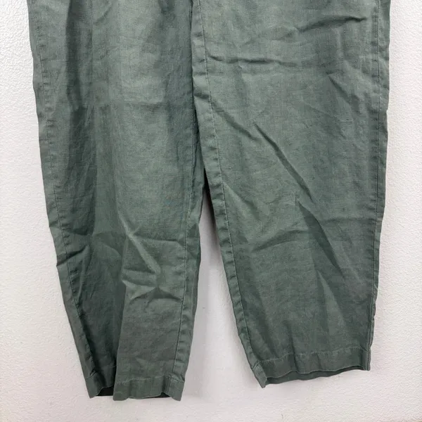 Quince Pants Womens Size M Green 100% Linen Elastic Waist Tapered Leg Casual - Image 3