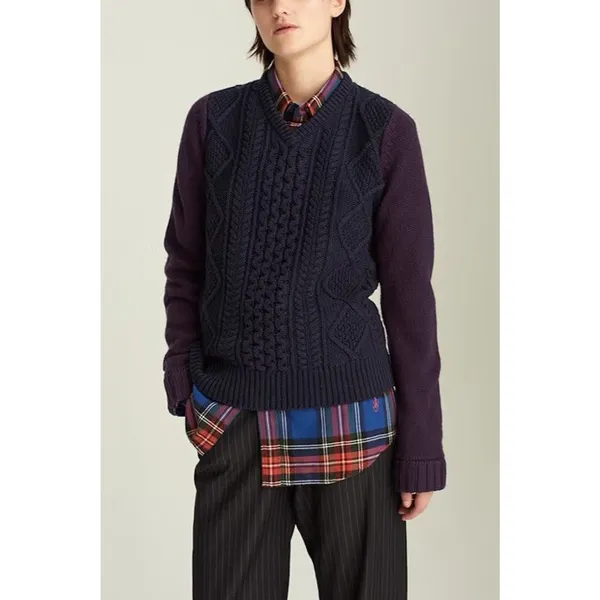Uniqlo JW Anderson Sweater Women’s Large Blue Purple Cable Knit - Image 2