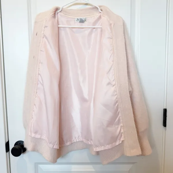 Vintage‎ Venesha Pink Angora Cardigan Sweater Large Button Front Fuzzy Coquette - Image 7