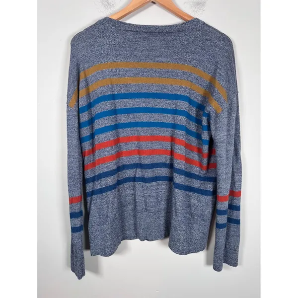 Pendleton Merino Wool Sweater Womens Large Blue Striped Crewneck Cabin Heritage - Image 4