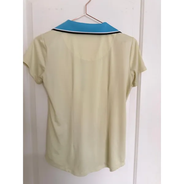 Sport Haley Polo Shirt‎ Women XS Yellow Turquoise Blue Contrast Trim Golf Top - Image 5