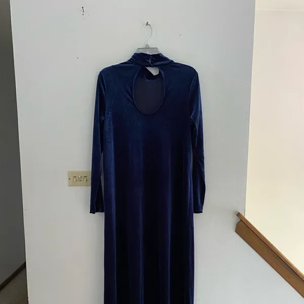 Amadi Bianca Velvet Midi Dress Blue Anthropologie Women’s Medium Long Sleeve - Image 8