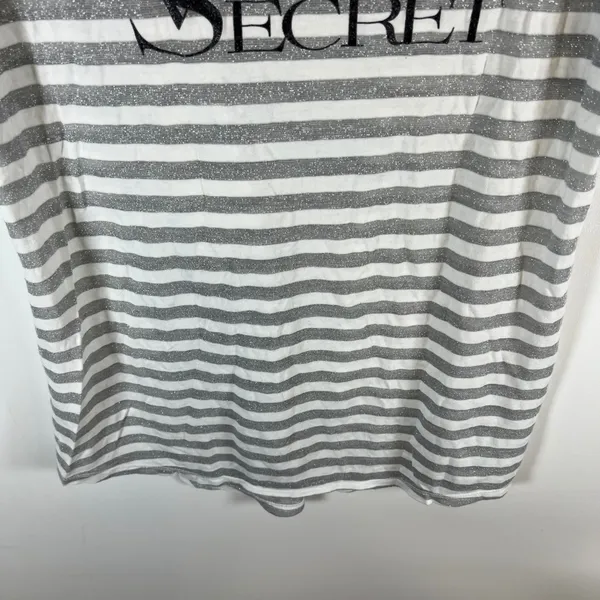 Victorias Secret Supermodel Essentials Striped Silver‎ Metallic Logo Top Medium - Image 3