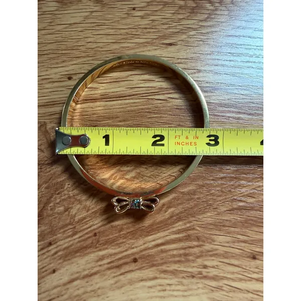 Kate Spade Multi Color Glitter Bow Bangle Bracelet Gold Tone 8 Inch - Image 5