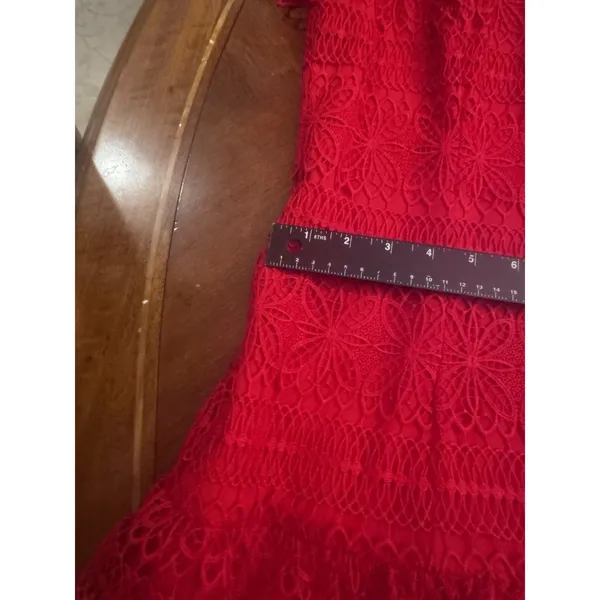 ANTONIO MELANI Red Ochre Lace Overlay Midi Dress, Mermaid-styleHem, Lined, Sz 10 - Image 11