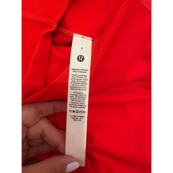 Lululemon Leggings Wunder Under Women 2 Red High Rise Cropped 23"LW6CAMS - Image 4