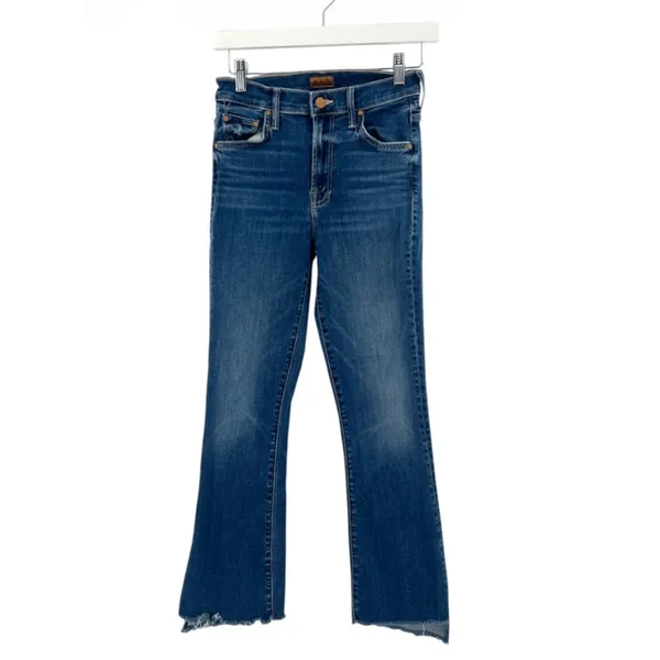 Mother the Insider Crop Step Fray Jeans Womens 25 Blue Teaming Up‎ Stretch Denim - Image 3
