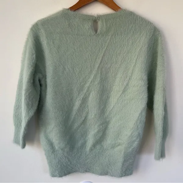 Anthropologie Rosie Neira Aubade Mint Green Fuzzy Sweater SP Small Petite - Image 7