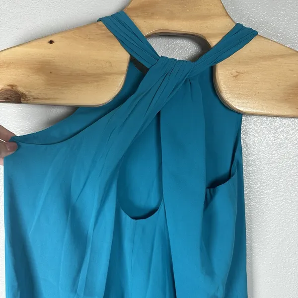 Alice + Olivia Silk Racerback Mini Dress Womens XS Aqua Blue Summer Resort Beach - Image 5